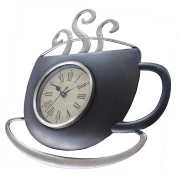 Retro Coffee Cup & Saucer Wall Clock with Steam Accent