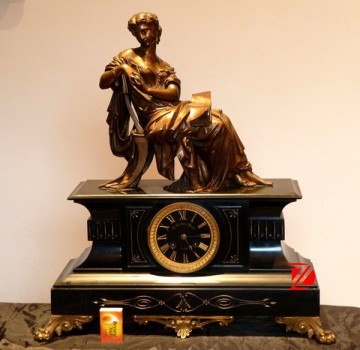 European style bronze clock with lady statue