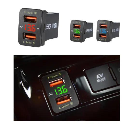 Factory Oem Toyota Usb Car Charger With Voltmeter Car Charger 12V 18W+18W 5V3.4A Usb Charger Car Bus