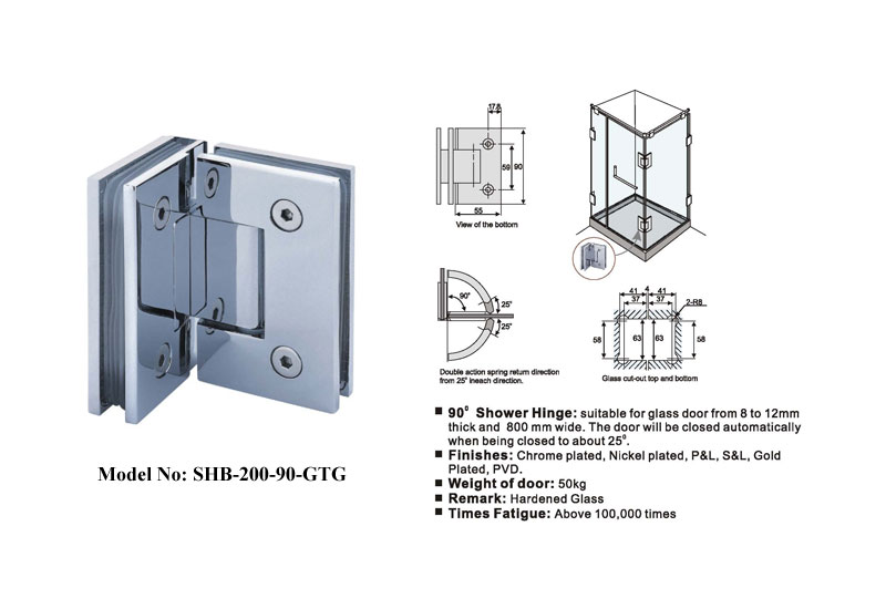 Solid Brass 90 Degree Glass To Glass Hingeb