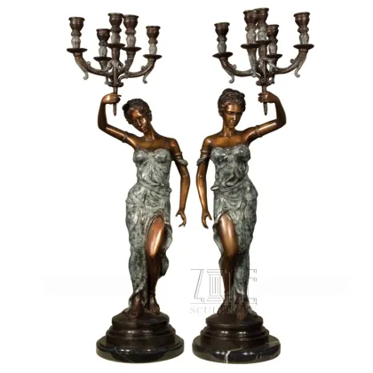 Fine Workmanship metal crafts bronze lady sculpture lamps