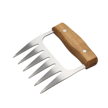 Wooden Handle S/S Pulled Pork Shredder Claws