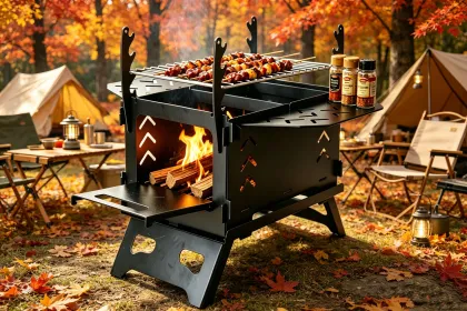 Compact Card-Style Barbecue Stove for Smokeless Fire Pits