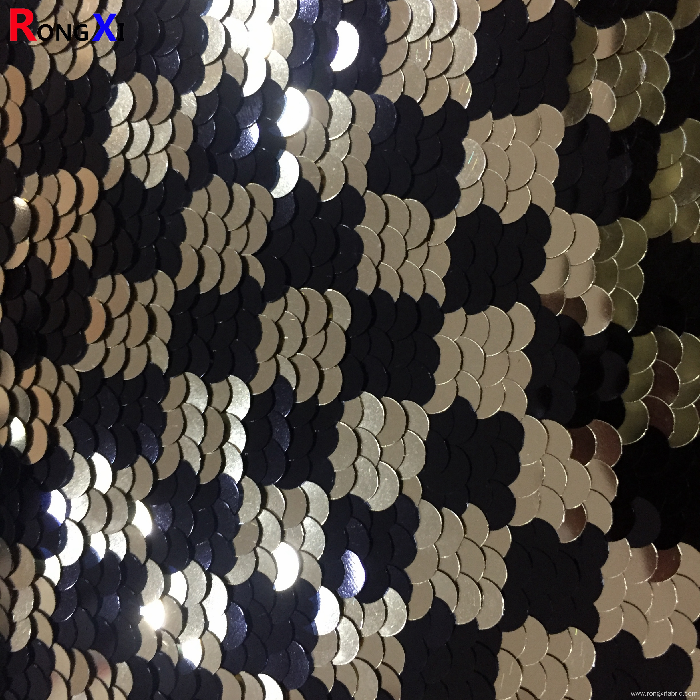 5mm reversible Black and White Sequin Fabric