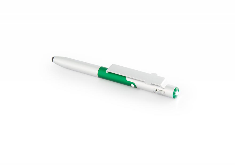 green pen with phone holder