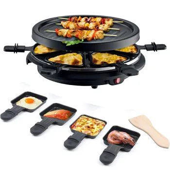 Smokeless Korean BBQ Grill Electric Indoor Raclette Table with 6 Non-Stick Pans