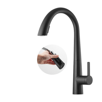 Single-Hole Pull Down Matte Black Kitchen Mixer Faucet