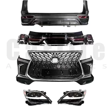 Lexus LX570 2008-2015 Bumpers Parts with Grilles, Headlights, and Taillights for Facelift to 2020 Models