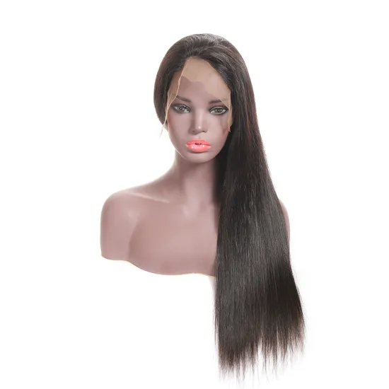 Huashuo High Discounts Unprocessed cuticle aligned Virgin Remy Silky Straight Indian Hair 360 Frontal Lace Wigs For Black Women