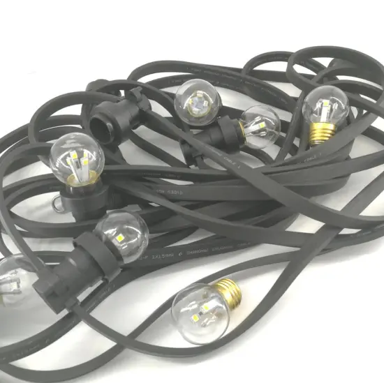 220V B22 E27 Flat Rubber Cable Belt String Light for Outdoor Festoon