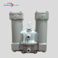 Casted duplex inline oil filter housing set