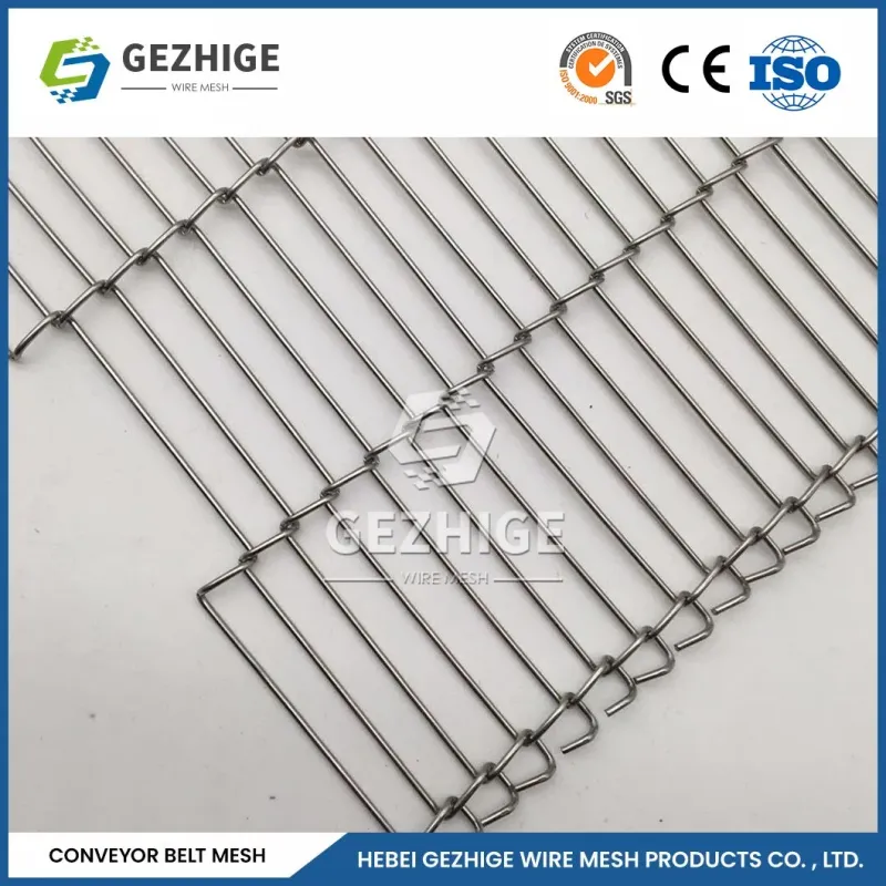 Gezhige High Temperature Stainless Steel SUS304 Flat Flex Wire Mesh Belt Conveyor