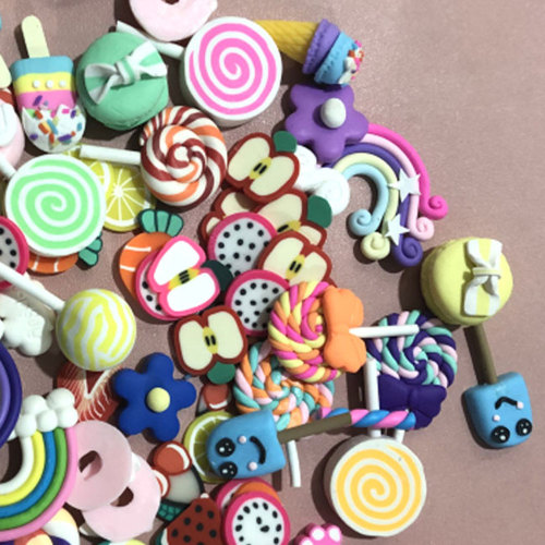 Mix Design Kawaii Spiral Fruit Popsicle  Macaroon Fruit Polymer Clay Cabochons Flatback For DIY Phone Decoration