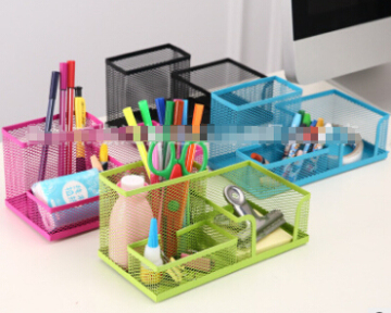 2017 Modern Fancy Metal Mesh School Office Desk Organizer