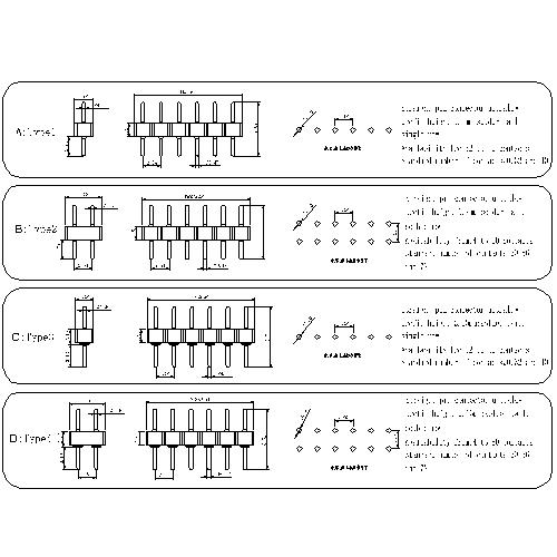 MPHES-XXXX00 Machined Pin header connectors 2.54 mm MPHES series 