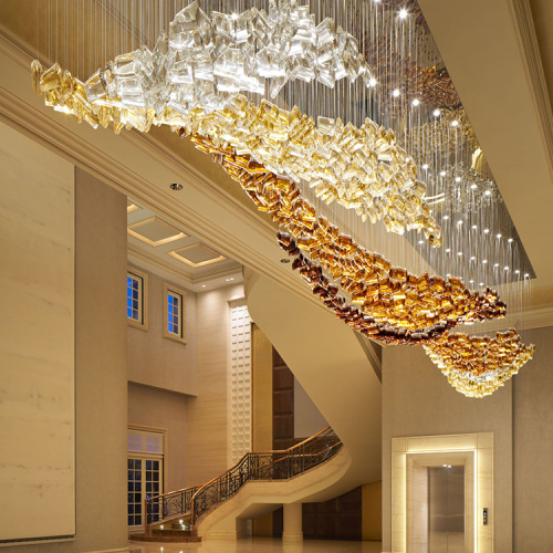 Hotel lobby glass crystal chandelier light