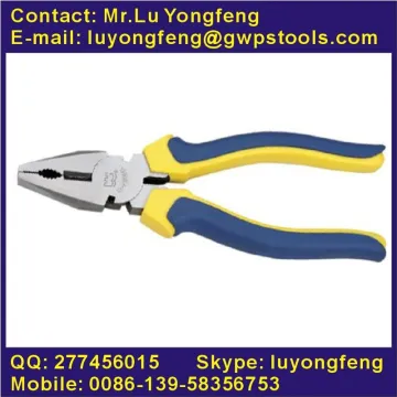 European style fully polished combination pliers with 2-color plastic handle