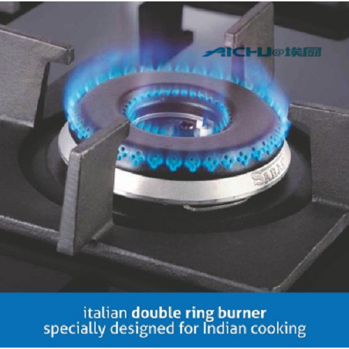 Placa de gas con doble anillo en quemadores