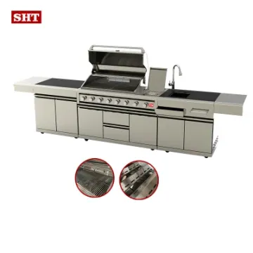 Luxurious Stainless Steel Island BBQ Grill Outdoor Kitchen with Refrigerator
