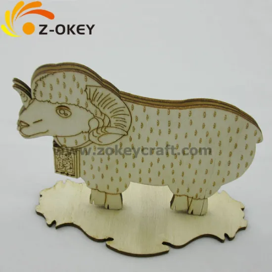 environmental Wood ornaments 3D puzzle with sheep shape carved wood ornament