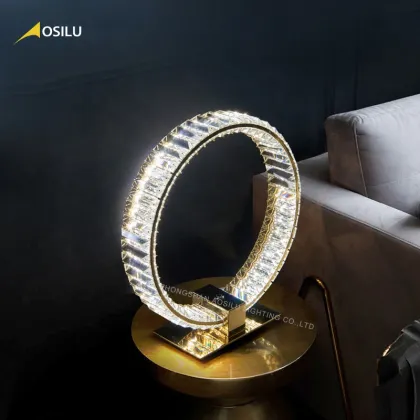 Luxury Crystal Table Lamp - Clear Crystal and Stainless Steel Fashion Bedside Lamp