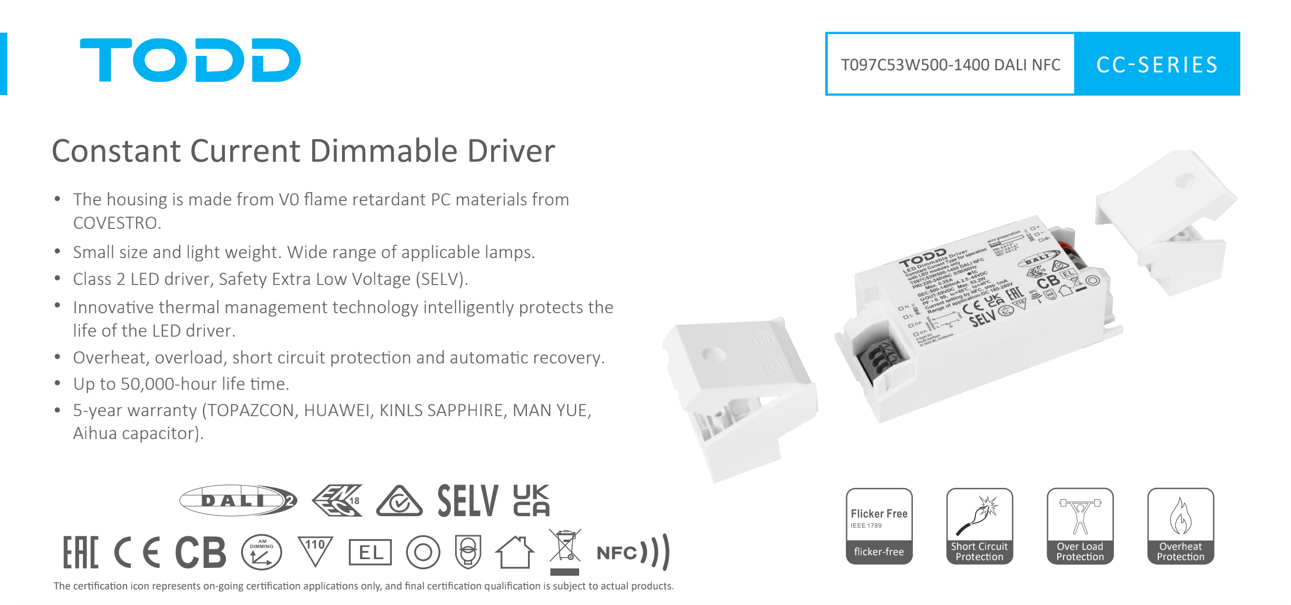 led driver T097C53W500-1400 DALI NFC