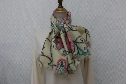 Warp Wool Weft Lamb Wool Printed Shawl