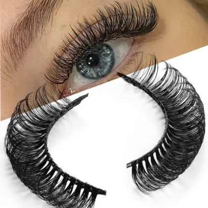 Wholesale D-Curl Natural Eyelashes: Faux Mink, Russian Volume Strip Lashes