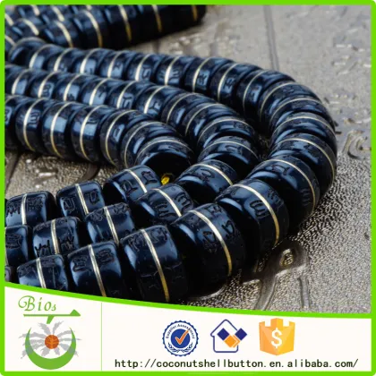 10.5x7mm natural coconut engrave mantra beads for malas