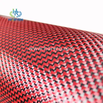 Red W aramid carbon fiber hybrid cloth roll