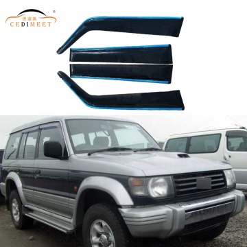 Accessoires extérieurs en voiture noire en acrylique pour Pajero V31 1991-1998: Visor de fenêtre et déflecteurs de porte latérale