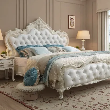 Nordic Modern Pine Wooden Bedroom Furniture & Bed