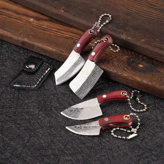 Custom Necklaces: Personalized Stainless Steel Pendant with Wood Handle Keychain and Key, Mini EDC Pocket Knife