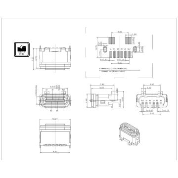 Type-C Waterproof SMT With Steel Sheet Type