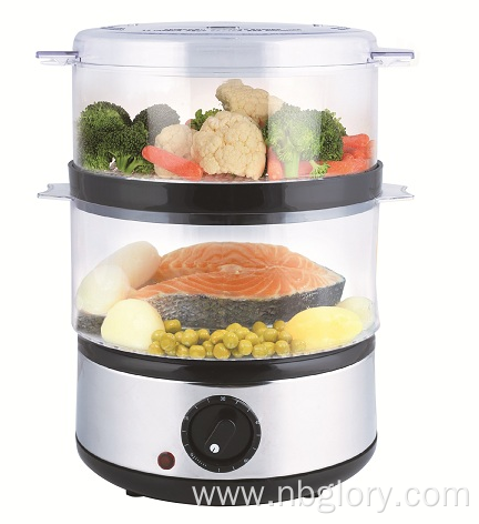 Food Steamer, Fast Simultaneous Cooking, Stackable Baskets for Vegetables or Meats, Rice/Grains Tray, Auto Shutoff