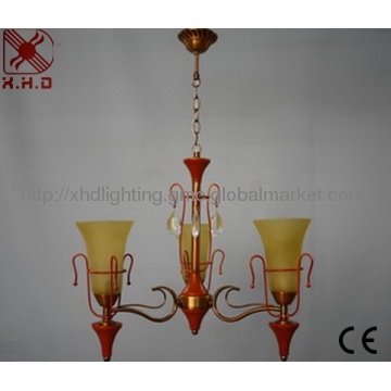 Glass&Wood Chandelier with Three Lights