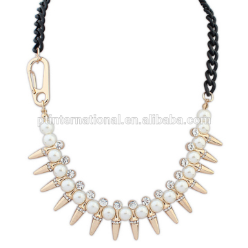 Fashion Necklace, Crystal Statement Necklace, Gold Charm Imitation Pearl Necklace Wholesale China PRZ2651