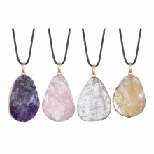 Pendentifs en pierre naturelle breloques mélange style goutte d&#39;eau forme améthyste agate cristal Quartz pierres précieuses perles de guérison Chakra