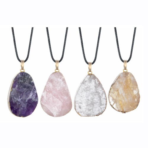 Natural Stone Pendants Charms Mix Style Water Drop Shape Amethyst Agate Crystal Quartz Precious Stone Beads Healing Chakra