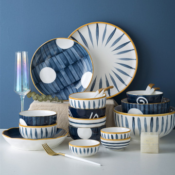 Japanese-Style Ceramic Dinnerware Sets - Porcelain Dinner Set with Spoon and Bowl in Stock
