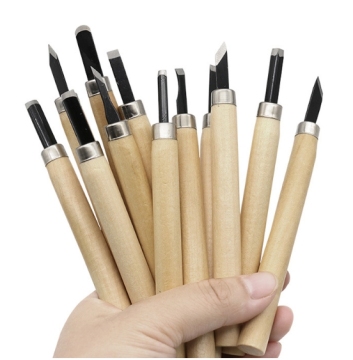 Set di intaglio in legno in acciaio manganese - set di coltelli fatti a mano 12 %