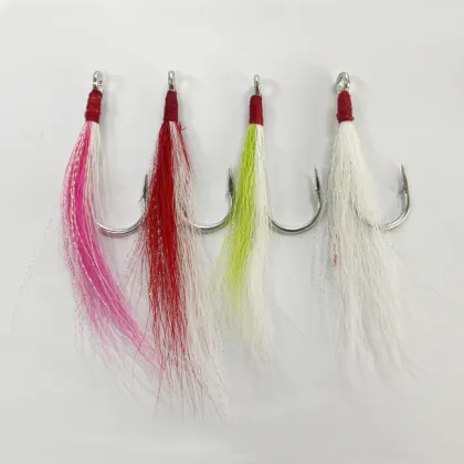 Saltwater Bucktail Hooks for Striped Bass and Flounder Fishing Lures