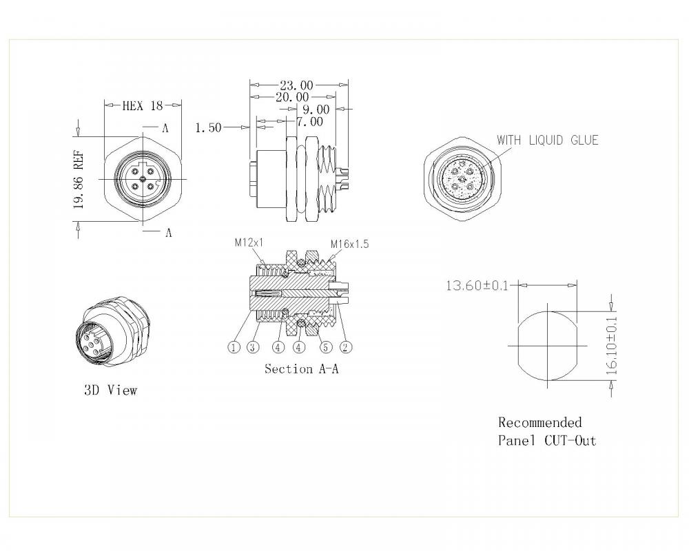M12 D Xp F 119 M12 3 5p Female Lock Back M16 D Code Solder Type Jpg