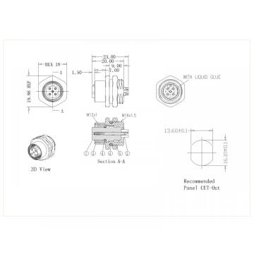 Female Lock Back M16 D-Code Solder Type