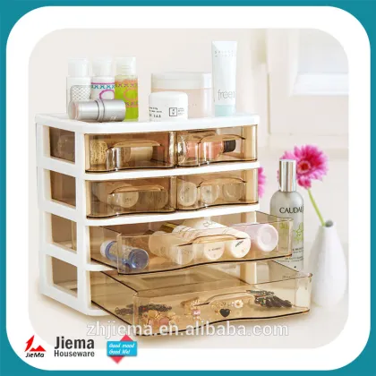 JIEMA Clear 4-Drawer Desktop Unit Storage makeup Organizer