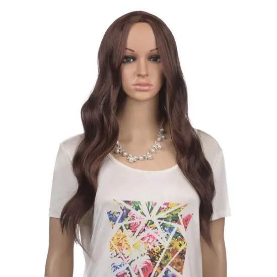 Long Body Wave Synthetic Wigs with Middle Parting For Women High Temperature Synthetic Fiber Wigs 26 inches Factory Whole Price