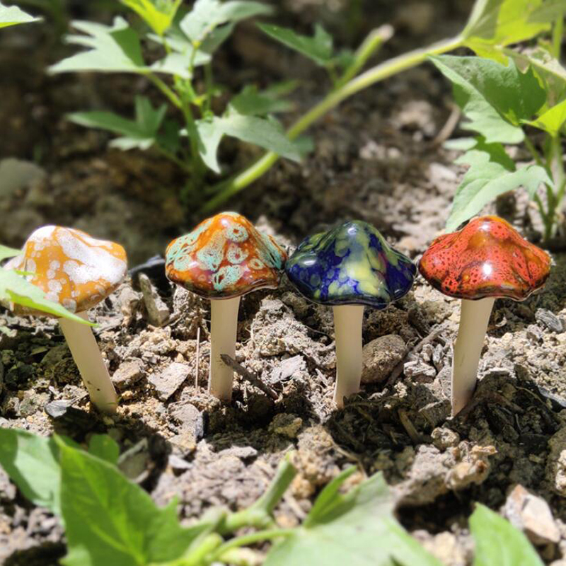 Ceramic Toadstools Simulation Mushroom Model Bonsai Ornament DIY Home Garden Lawn Decor 1pcs