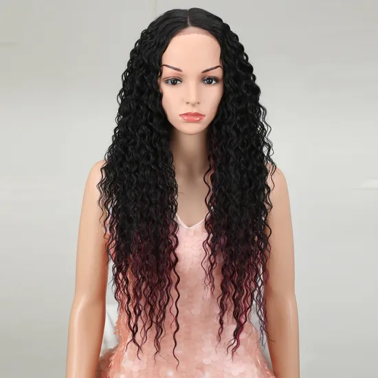 Magic Hair Synthetic Wig Lace Front Heat Resistant Fiber Long Curly Black Red Wig 28 Inch For Black Women