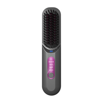 Rechargeable Negative Ion 5200mAh Electric Cordless Hair Straightener Brush for Curly Hair - Factory Sale