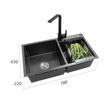 Dasen DS7843 Black Stainless Steel Sink for Home Bar, Cafe, Shop, and Apartment